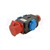Dugaszoló adapter/elosztó 16A/400V 1x16A5P400V 3x2P+F/230V műanyag fali IP44 fehér TRACON - TICS-1605