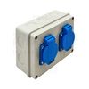 Dugaszoló elosztó 16A/230V 2x2P+F/230V műanyag fali IP44 szürke TRACON - TDB07-0M