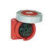 Ipari dugalj beépíthető 125A 5P 400V(50+60Hz) piros egyenes IP67 műanyag 6h-pozíció csavaros PCE - 345-6