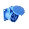 Ipari dugalj beépíthető 16A 3P 230V(50+60Hz) kék egyenes IP44 műanyag 6h-pozíció csavaros PCE - 313-6