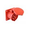 Ipari dugalj beépíthető 16A 4P 400V(50+60Hz) piros egyenes IP44 műanyag 6h-pozíció csavaros PCE - 314-6