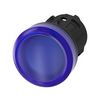 Jelzőlámpa fej műanyag d22 kerek kék lapos 1-lámpa fekete műanyag-gyűrű SIRIUS ACT SIEMENS - 3SU1001-6AA50-0AA0