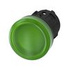 Jelzőlámpa fej műanyag d22 kerek zöld lapos 1-lámpa fekete műanyag-gyűrű SIRIUS ACT SIEMENS - 3SU1001-6AA40-0AA0