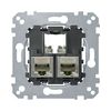 Merten adapterfedél 2xRJ45 RJ45 8(8) Cat6 falonkívüli süllyesztett csavaros Cat6 STP Schneider - MTN4576-0022