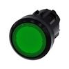 Nyomógombfej műanyag d22 világító lapos zöld visszaugró kerek SIRIUS ACT SIEMENS - 3SU1001-0AB40-0AA0