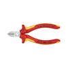 Oldalcsípő fogó 62HRC max.d4/2,3/1,5mm piros-sárga szigetelés normál 125mm szigetelt 1000V KNIPEX - 7006125