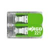 Vezetékösszekötő oldható 20A/300V leágazás 2x 0,14-4mm2 átlátszó polikarbonát (PC) Green WAGO - 221-422