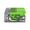 Vezetékösszekötő oldható 20A/300V leágazás 5x 0,14-4mm2 átlátszó polikarbonát (PC) Green WAGO - 221-425