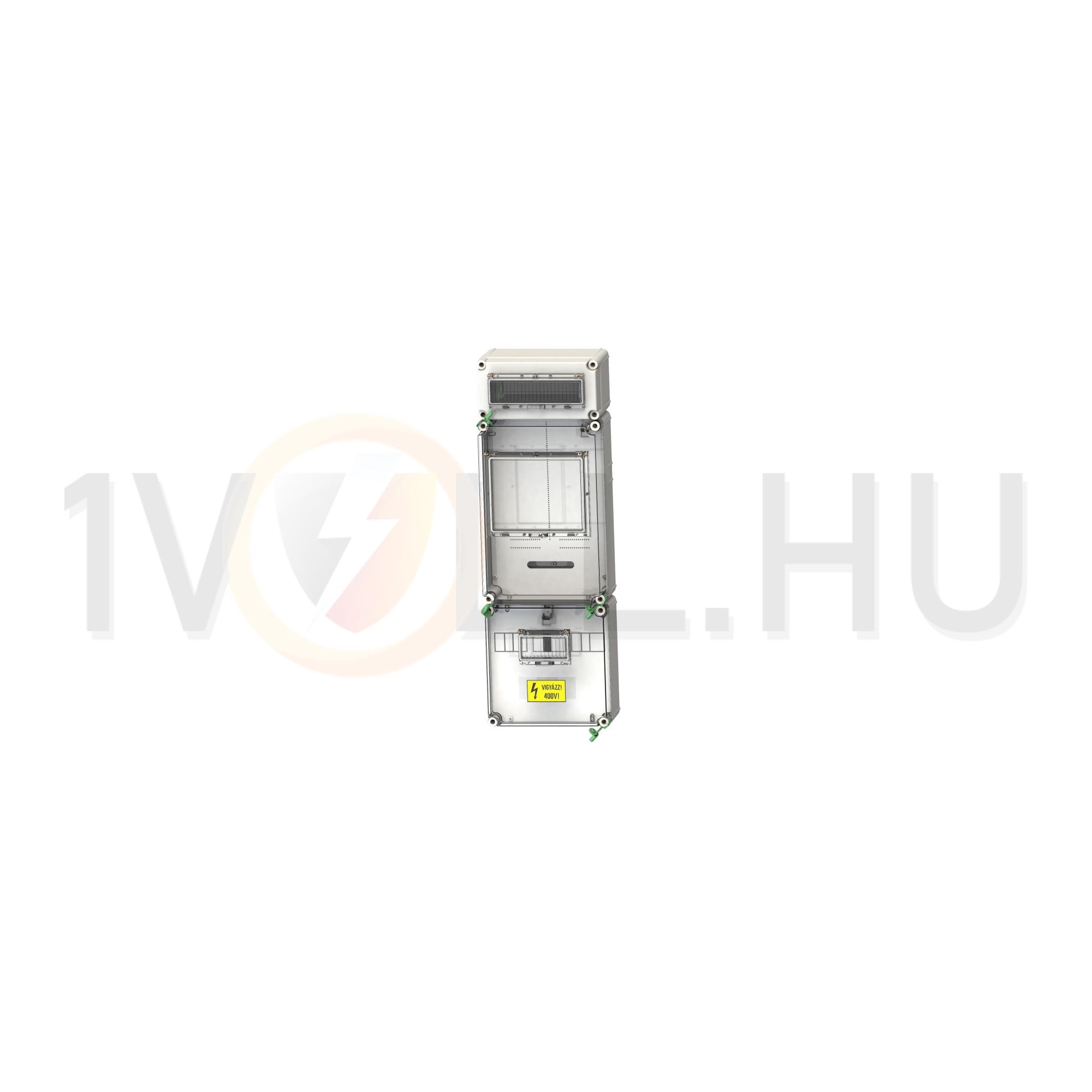 1/3F mérőszekrény 1xM63.80A +12M szabadvezetékes 1-szintes 1M PVT 3075 Fm-SZ ÁK 12 Csatári Plast - CSP21.E016ÁK