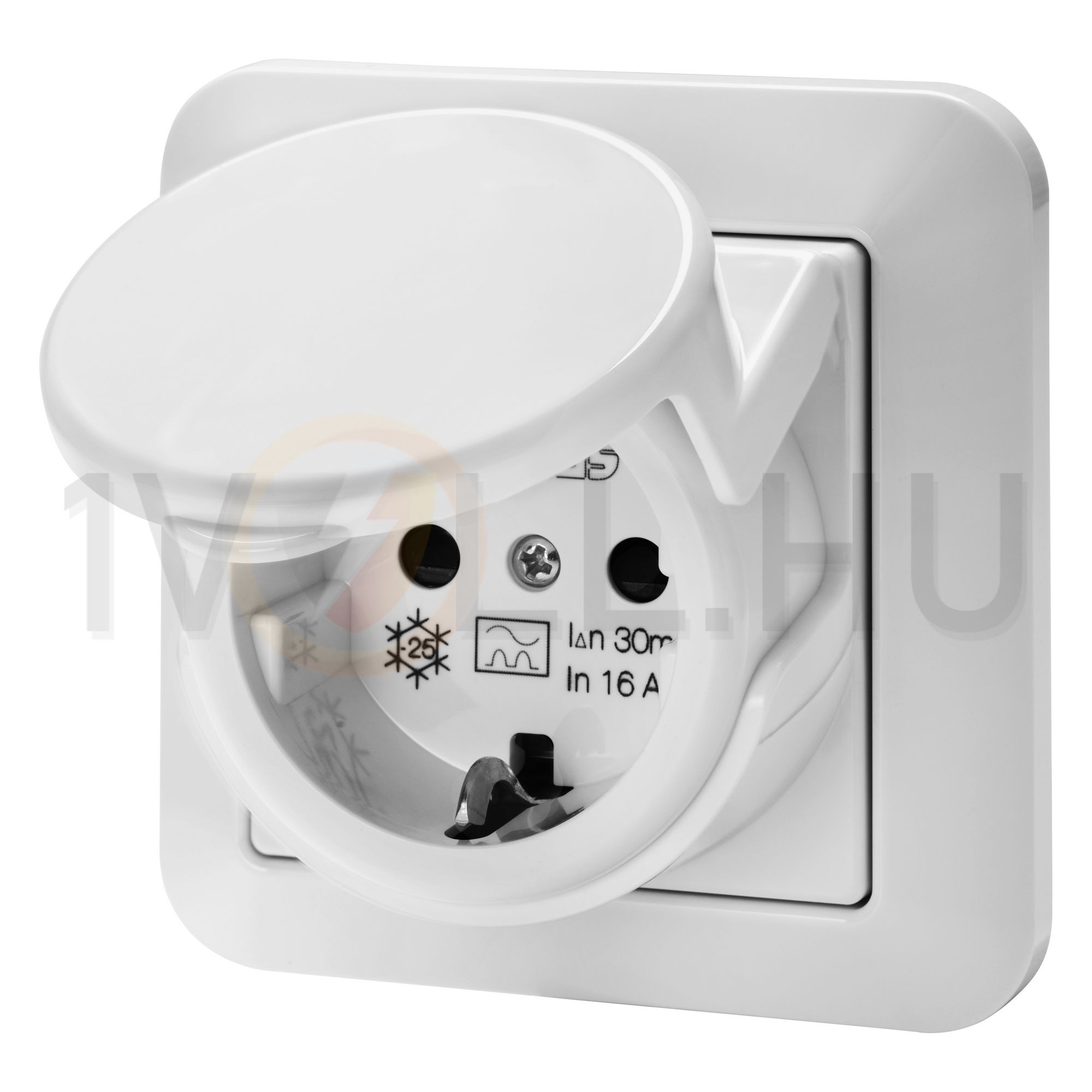 162 dugalj A-típ 30mA-áramvédős biztonsági földelt fehér IP44 süllyesztett rugós 90 RCD GEWISS - GW95524