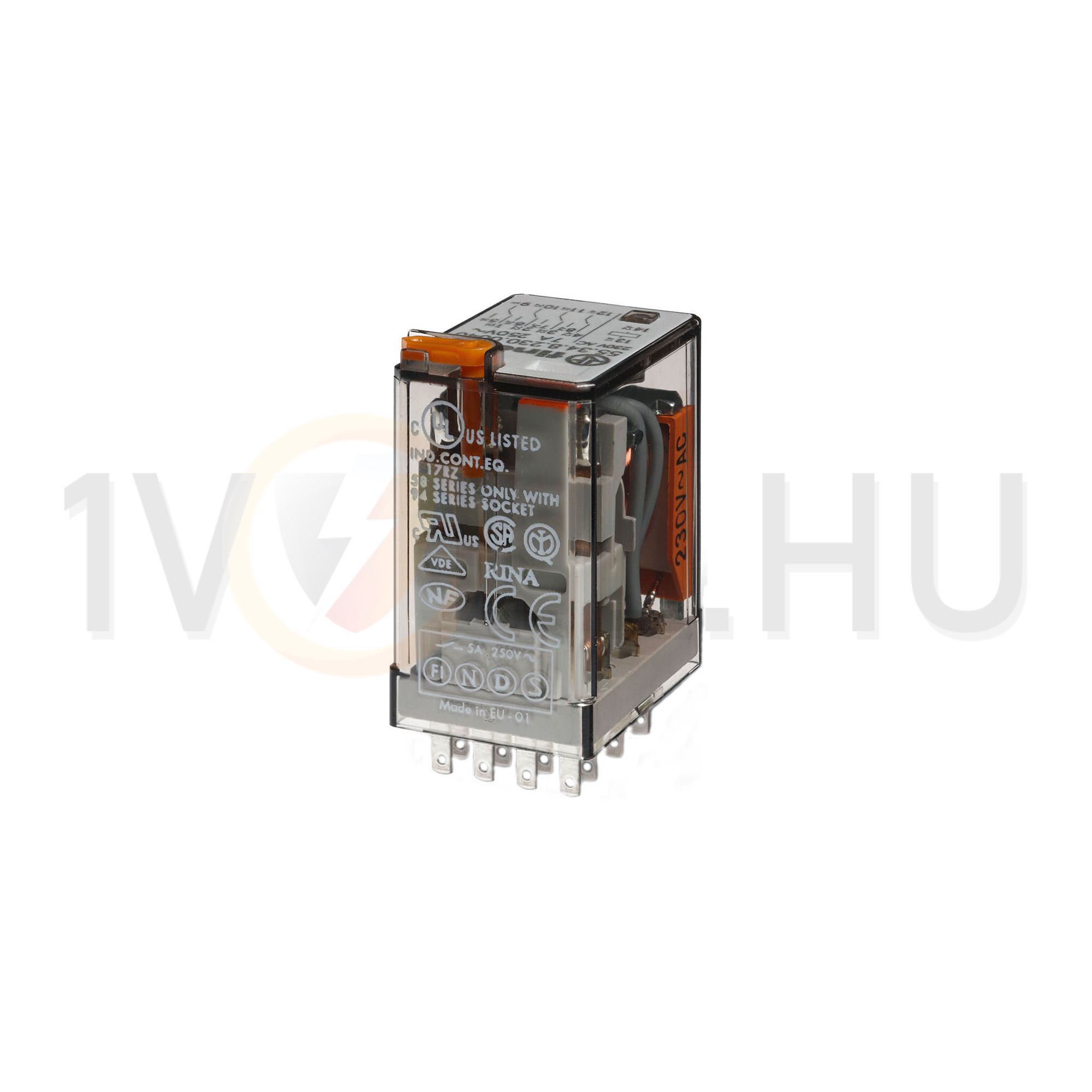 Általános célú relé 7A 4-v dugaszolós 24VAC monostabil IP20 55.34.8.024.0040 FINDER - 553480240040