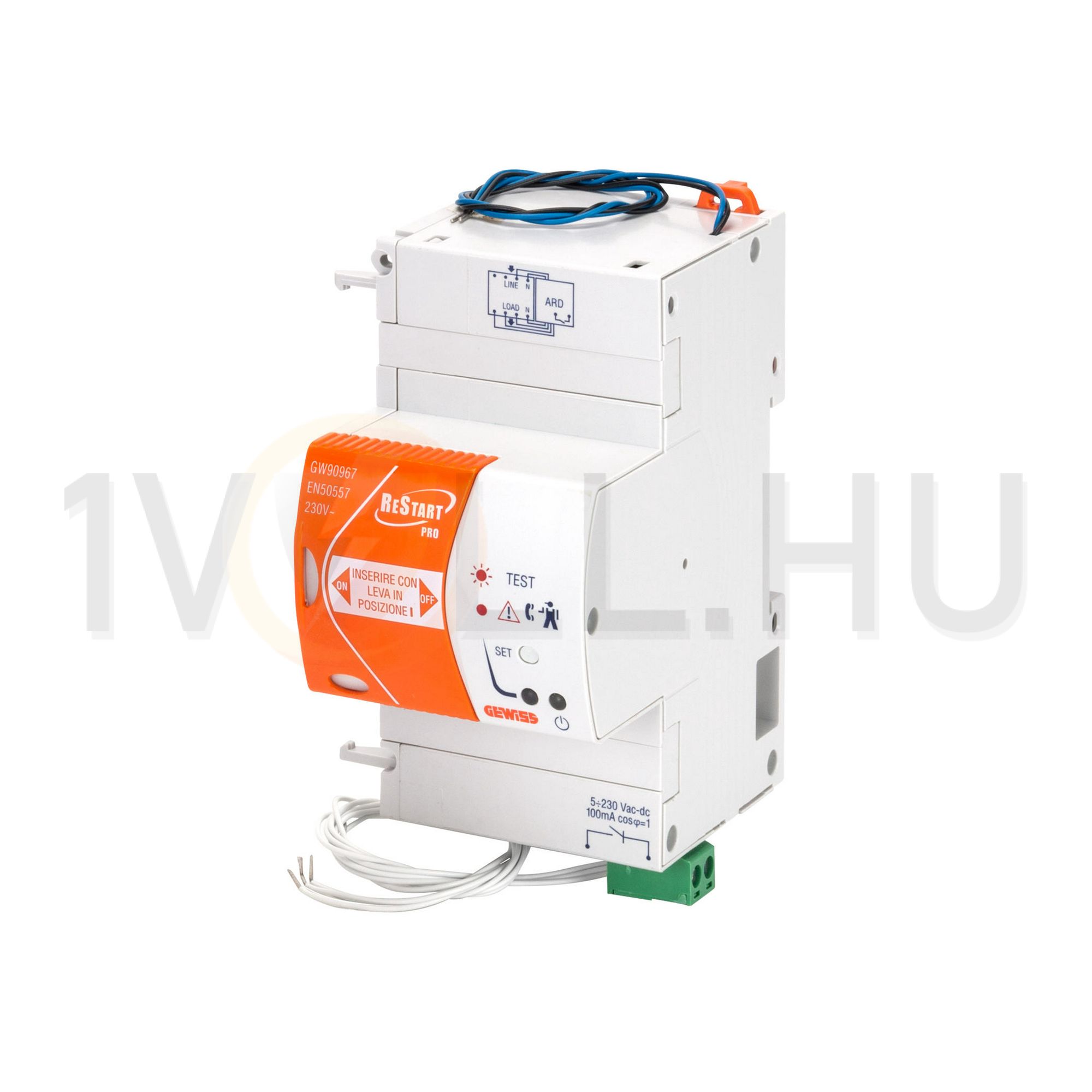 Teszt/visszakapcsoló 4P/25-100A/100-500mA áram-védőkapcsolóhoz (FI) 90ReStart GEWISS - GW90969