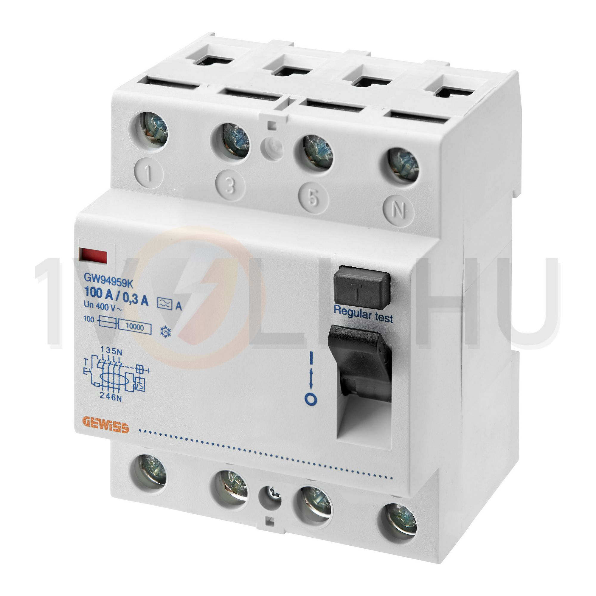 Áram-védőkapcsoló (Fi-relé) analóg 4P 100A 300mA A-típus 6kA 90RCD SD GEWISS - GW94959K