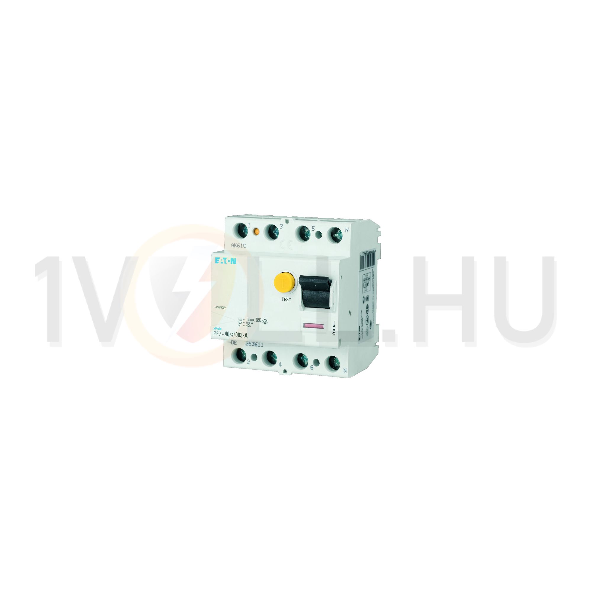 Áram-védőkapcsoló (Fi-relé) analóg 3P+N 40A 30mA AC-típus 10kA PF7-40/4/003-DE EATON - 263586