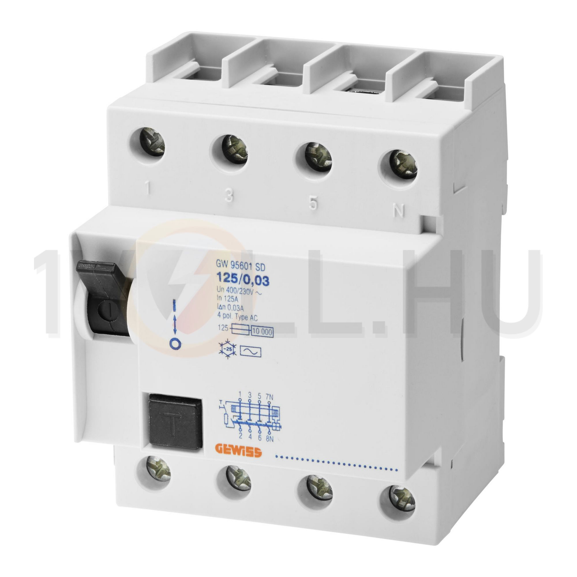Áram-védőkapcsoló (Fi-relé) analóg 4P 125A 30mA A-típus 10kA 90RCD SD GEWISS - GW95606