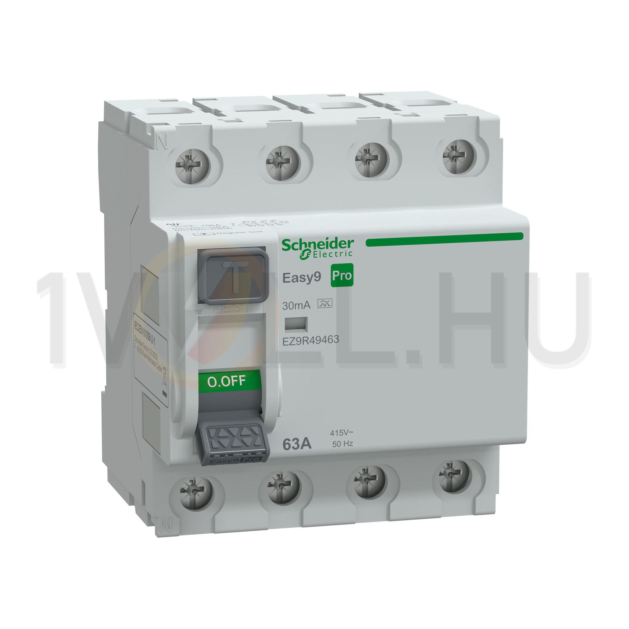 Áram-védőkapcsoló (Fi-relé) analóg 4P 63A 0.03A A-típus 10kA Easy9 Pro Schneider - EZ9R49463