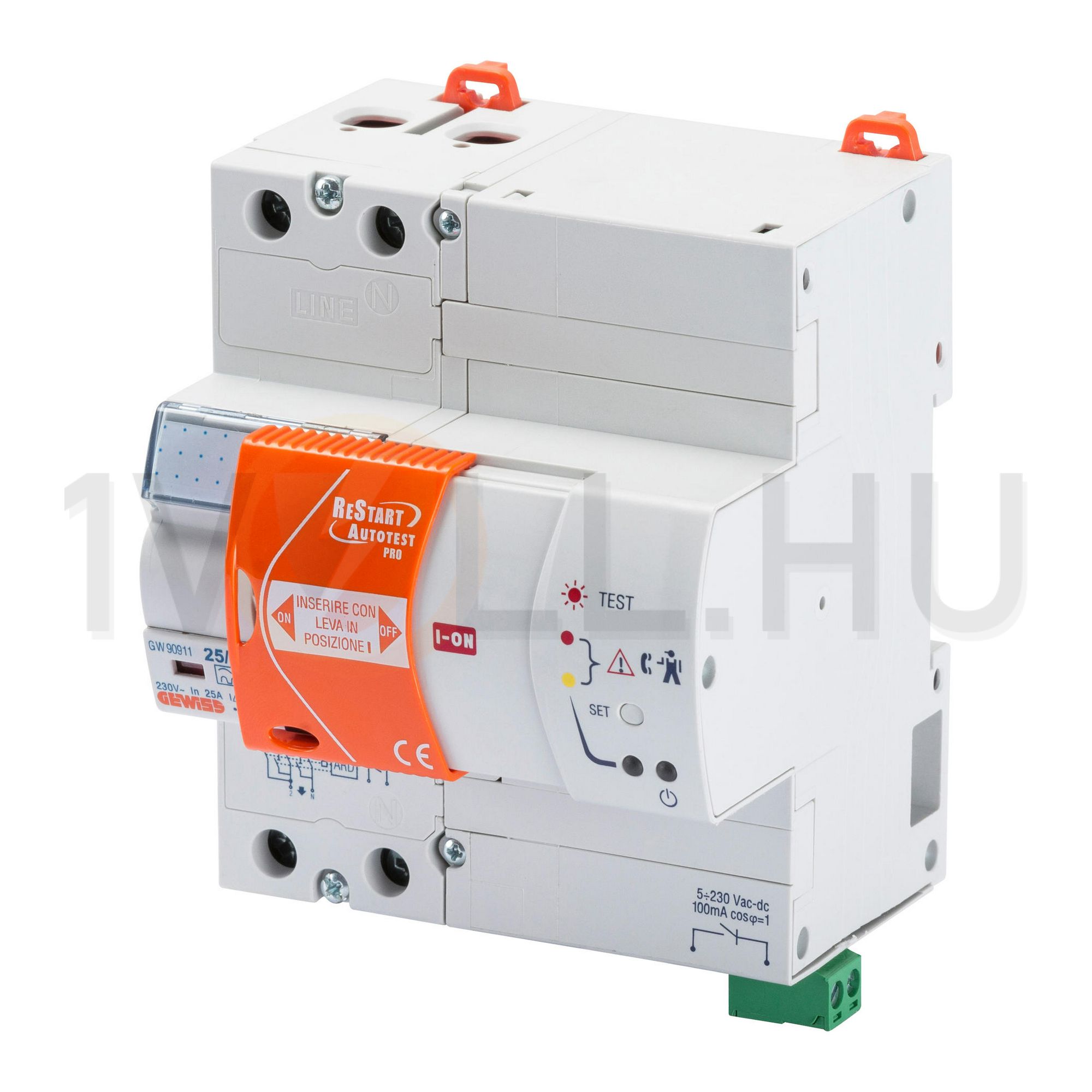 Áram-védőkapcsoló (FI) teszt/visszakapcsolóval 2P 40A 230V 0.03A A-típus 90ReStart GEWISS - GW90902N
