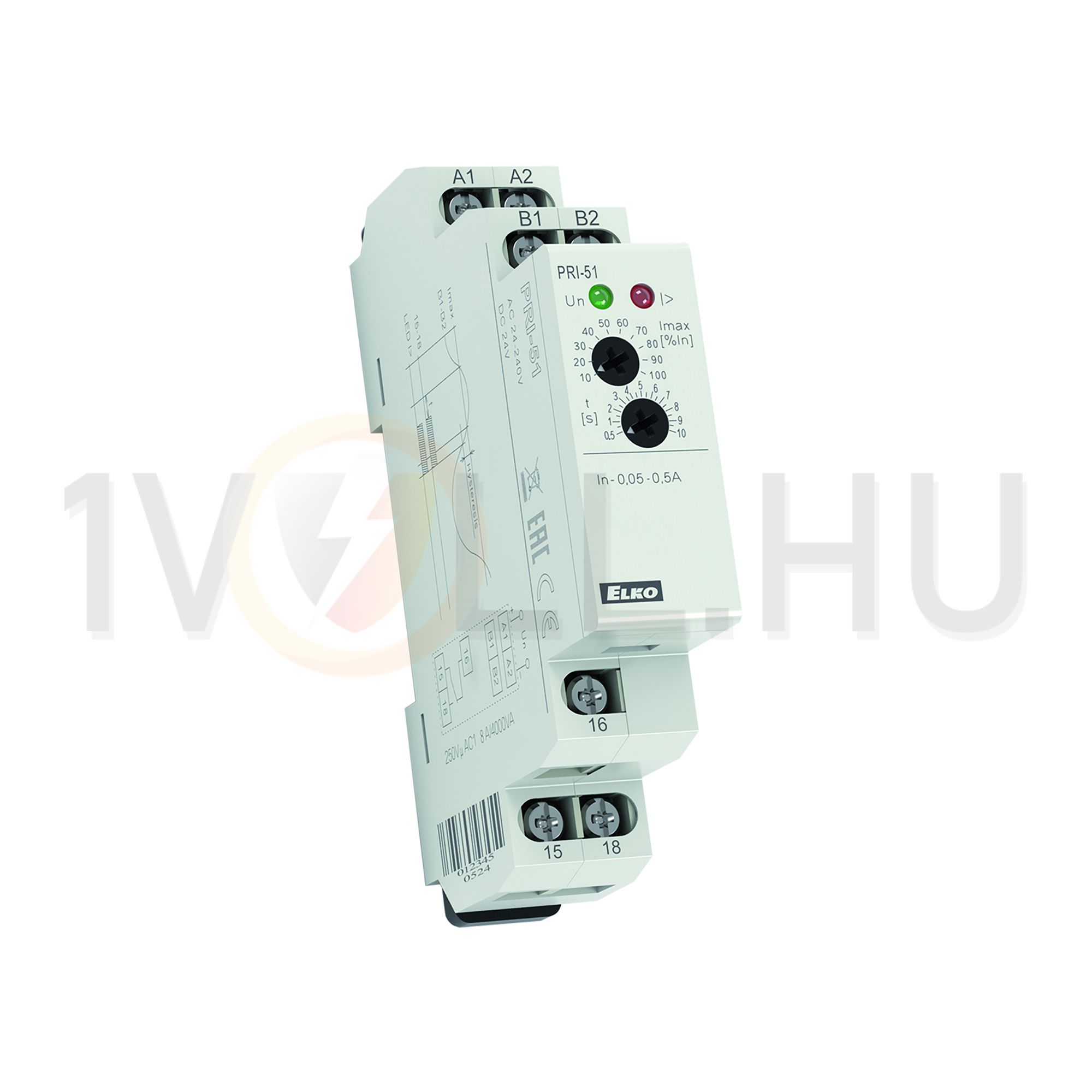Áramfigyelő relé 8A/250V 1v 1,6-16A-max. csavaros PRI-51/16 Elko EP - 7045