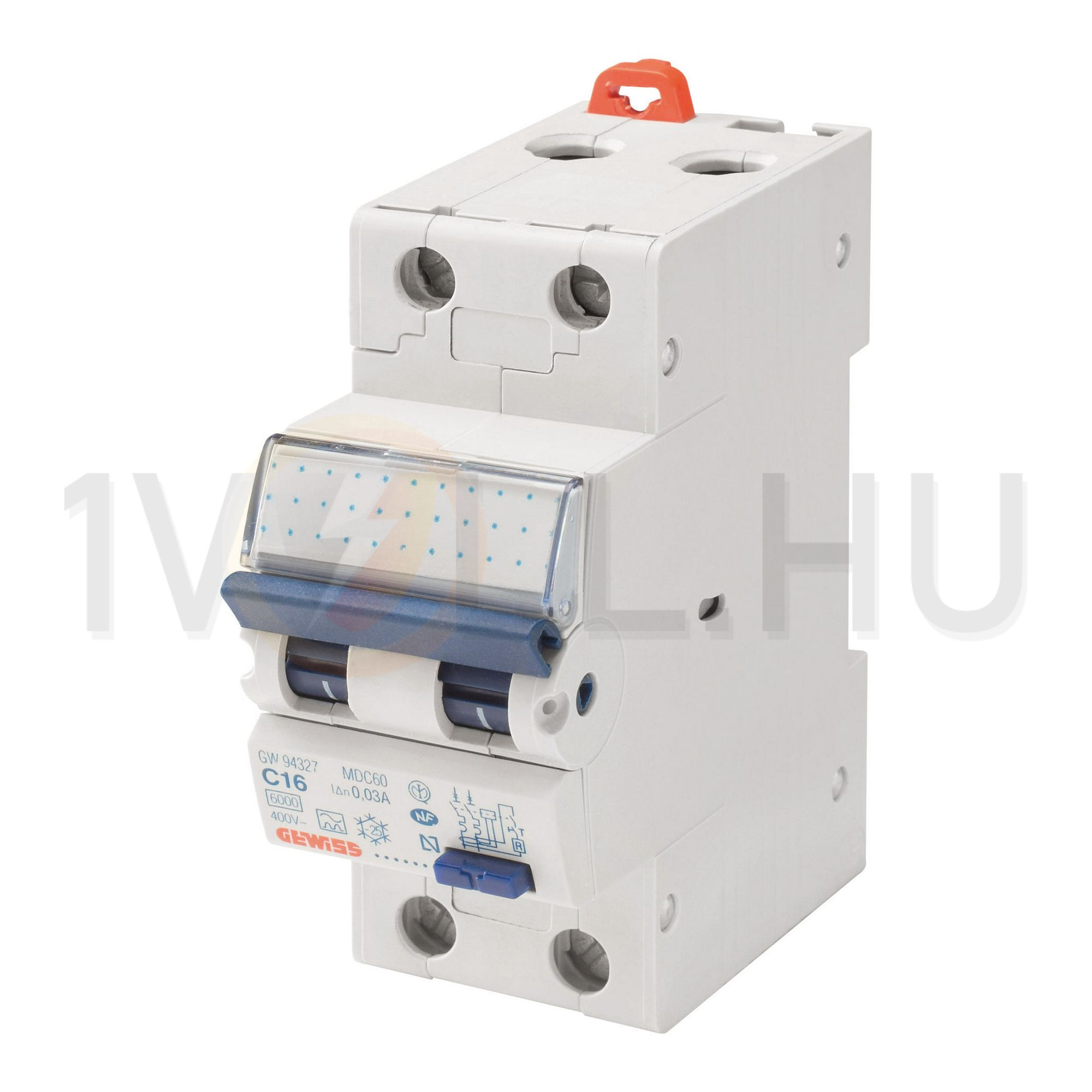 Áramvédő(FI)-kismegszakító 2P 32A C-jelleg 0.3A A-típus 6kA/61009-1 10kA/60947 MDC60 GEWISS - GW95850