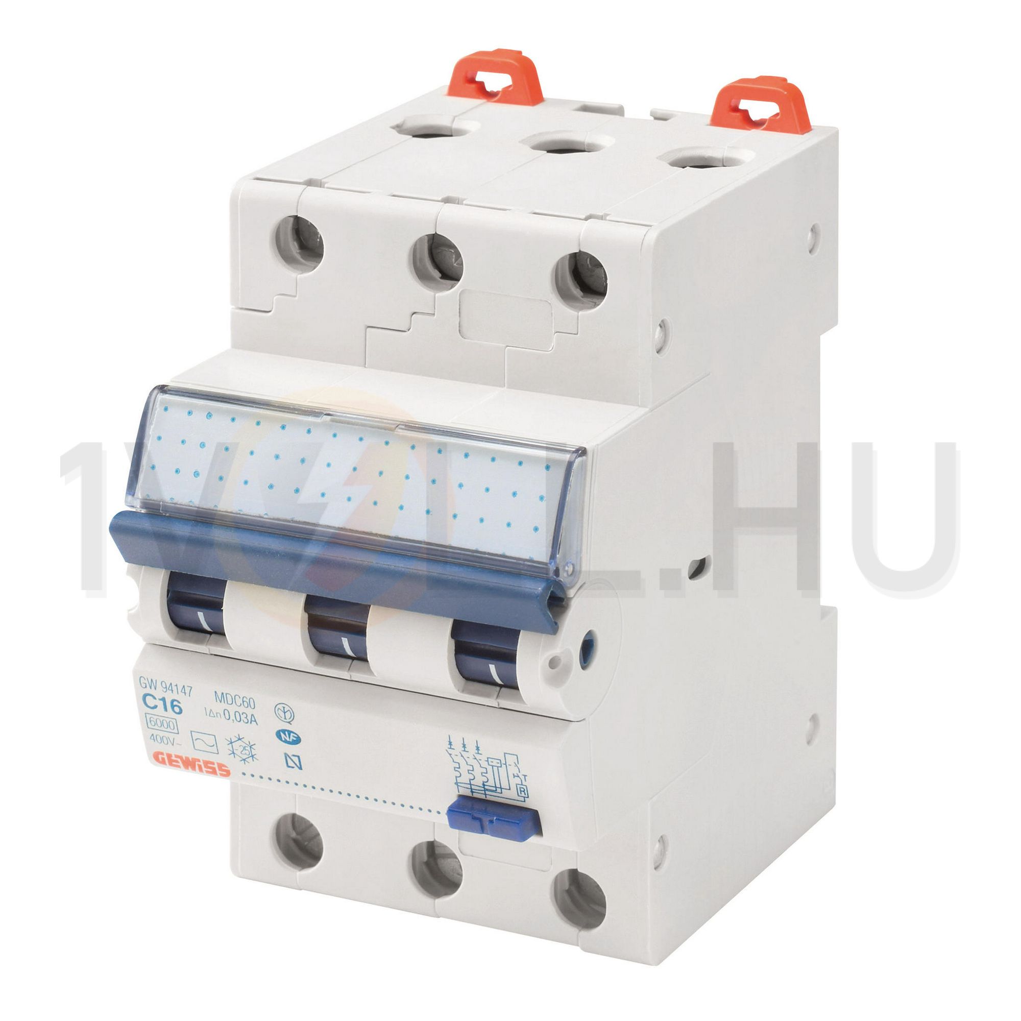 Áramvédő(FI)-kismegszakító 3P 20A C-jelleg 0.3A AC-típus 6kA/61009-1 6kA/60947 MDC60 GEWISS - GW94158
