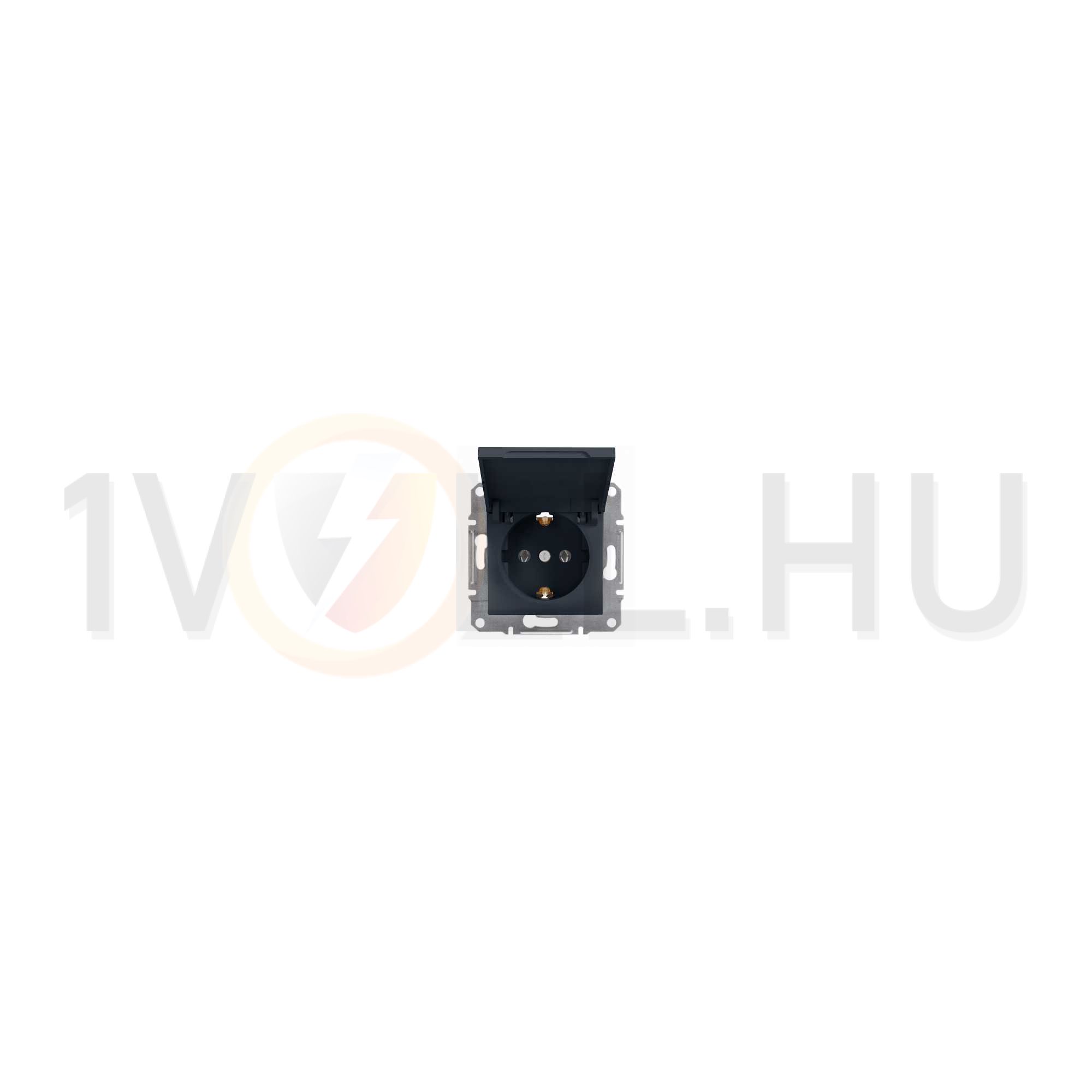 Asfora 162 dugalj földelt csapófedéllel antracit IP20 süllyesztett Schneider - EPH3100171