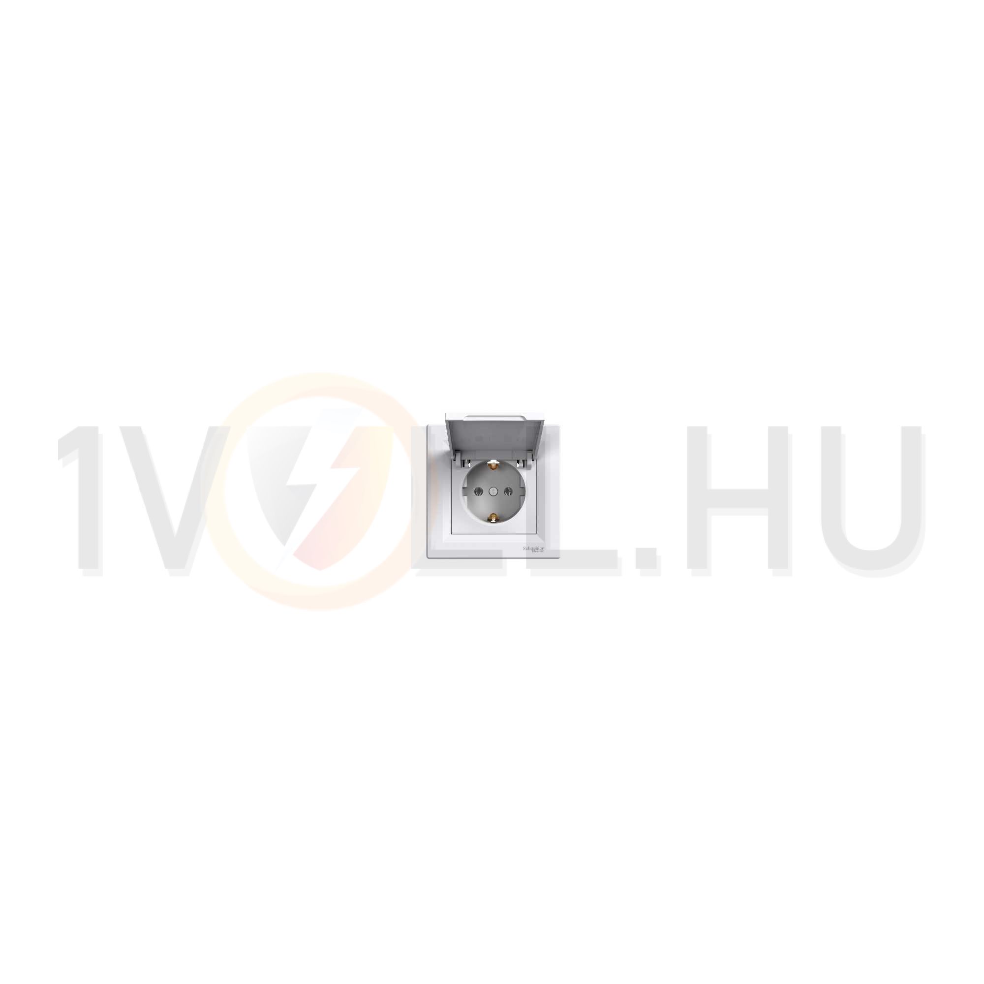 Asfora 162 dugalj földelt csapófedéllel fehér IP20 süllyesztett Schneider - EPH3100121
