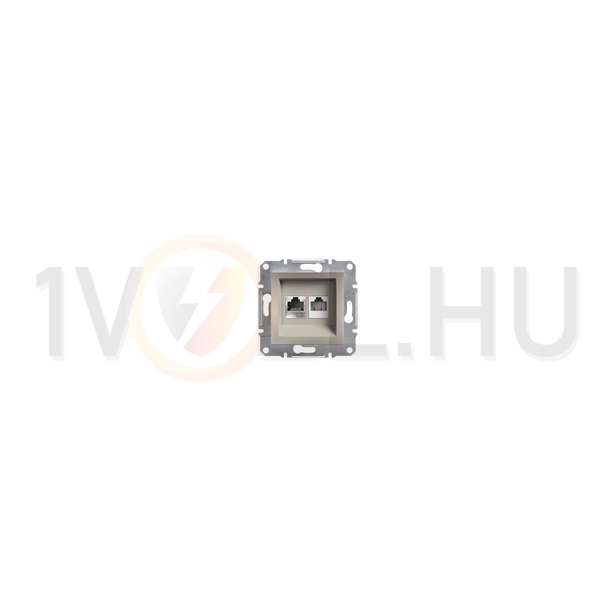 Asfora adatcsatlakozó dugalj UTP RJ45 8(8) Cat5E + RJ12 Cat5e süllyesztett bronz Schneider - EPH4900169