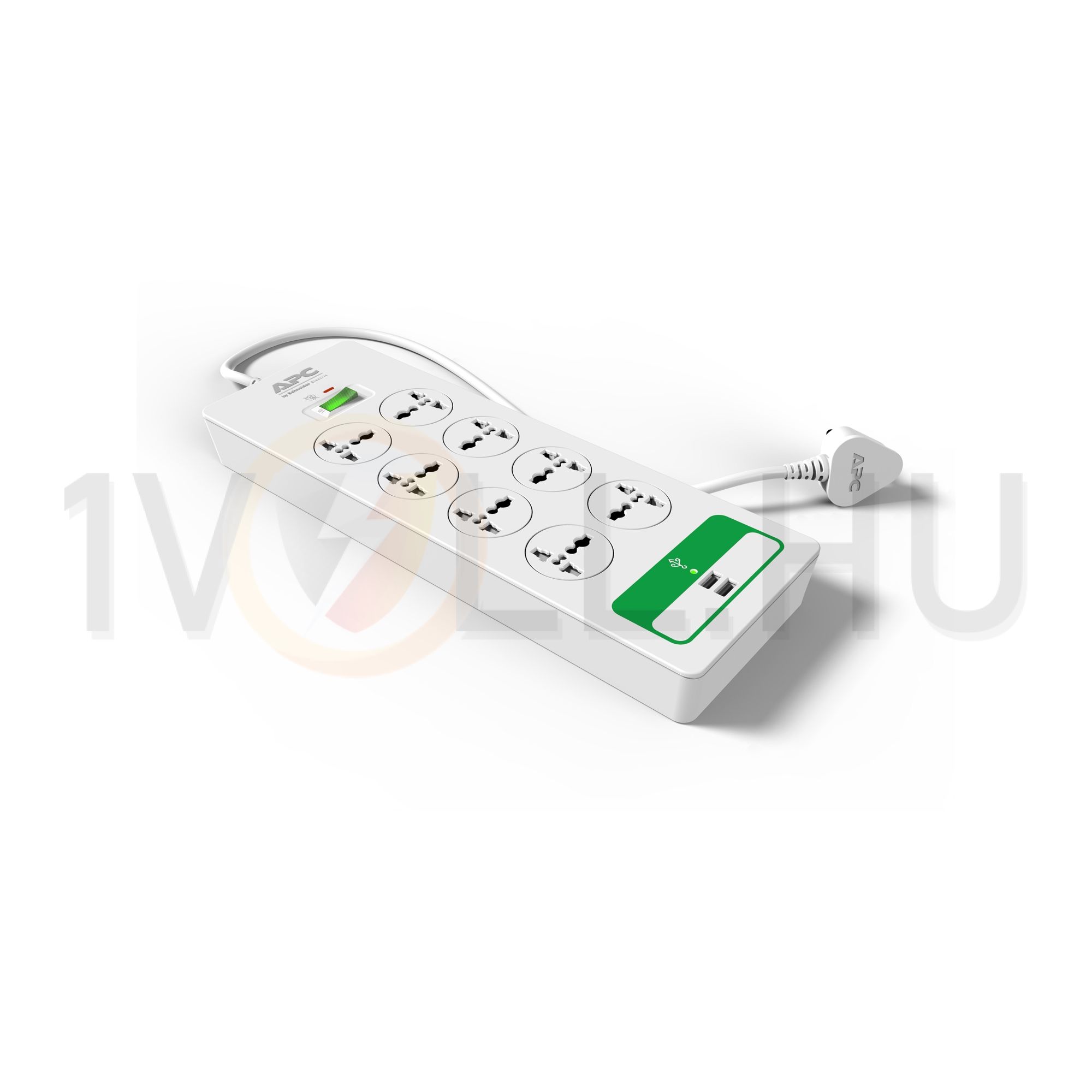 Asztali elosztósor 2300W koax/RJ11 1.5mm2 3m túlfeszvédett 6x2P+E/230V 10A fehér PMH Schneider - PMH63VT-GR