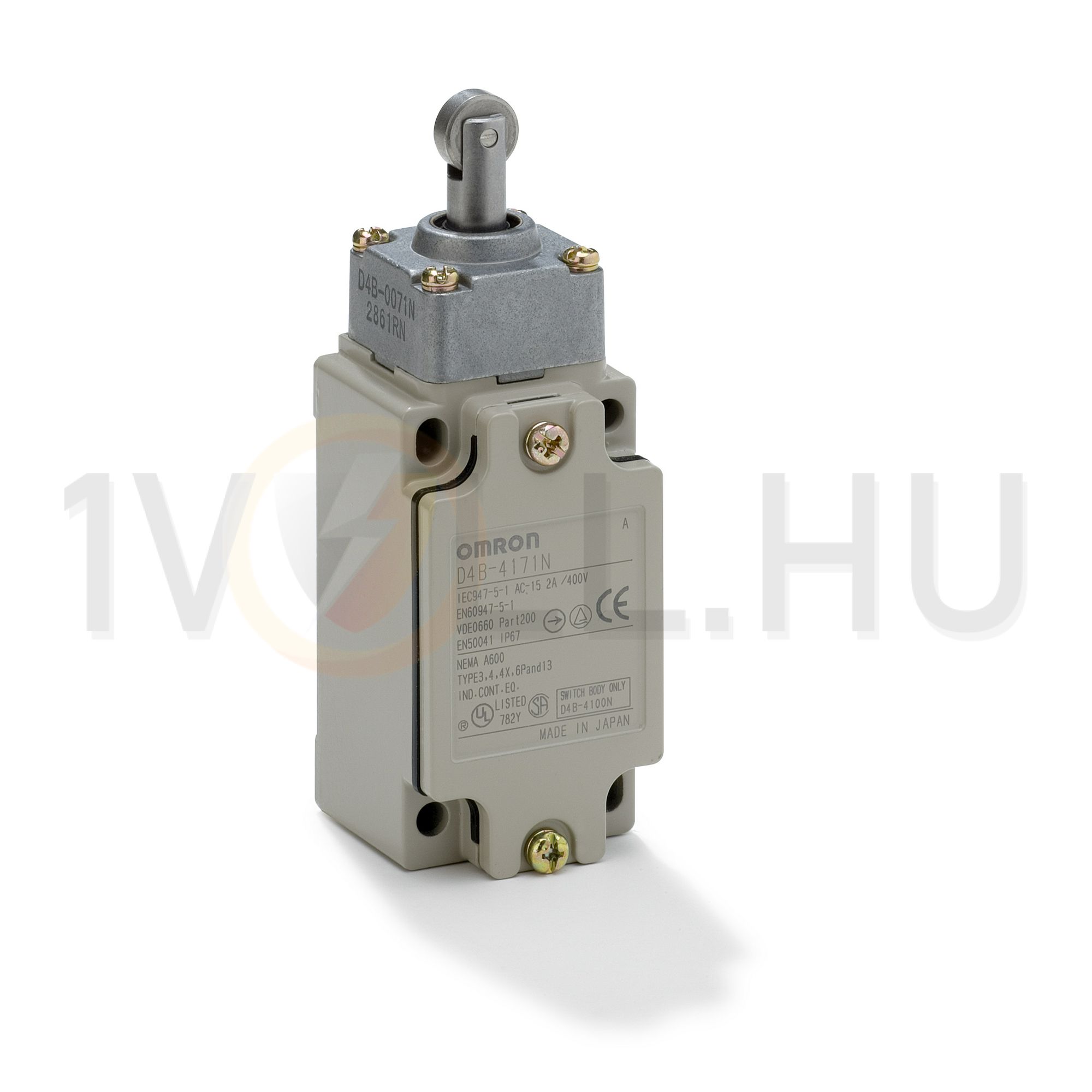 Biztonsági végálláskapcsoló fém 1ny 1z görgős ütköző 2A/AC15/230V IP67 D4B-4171N OMRON - 373234