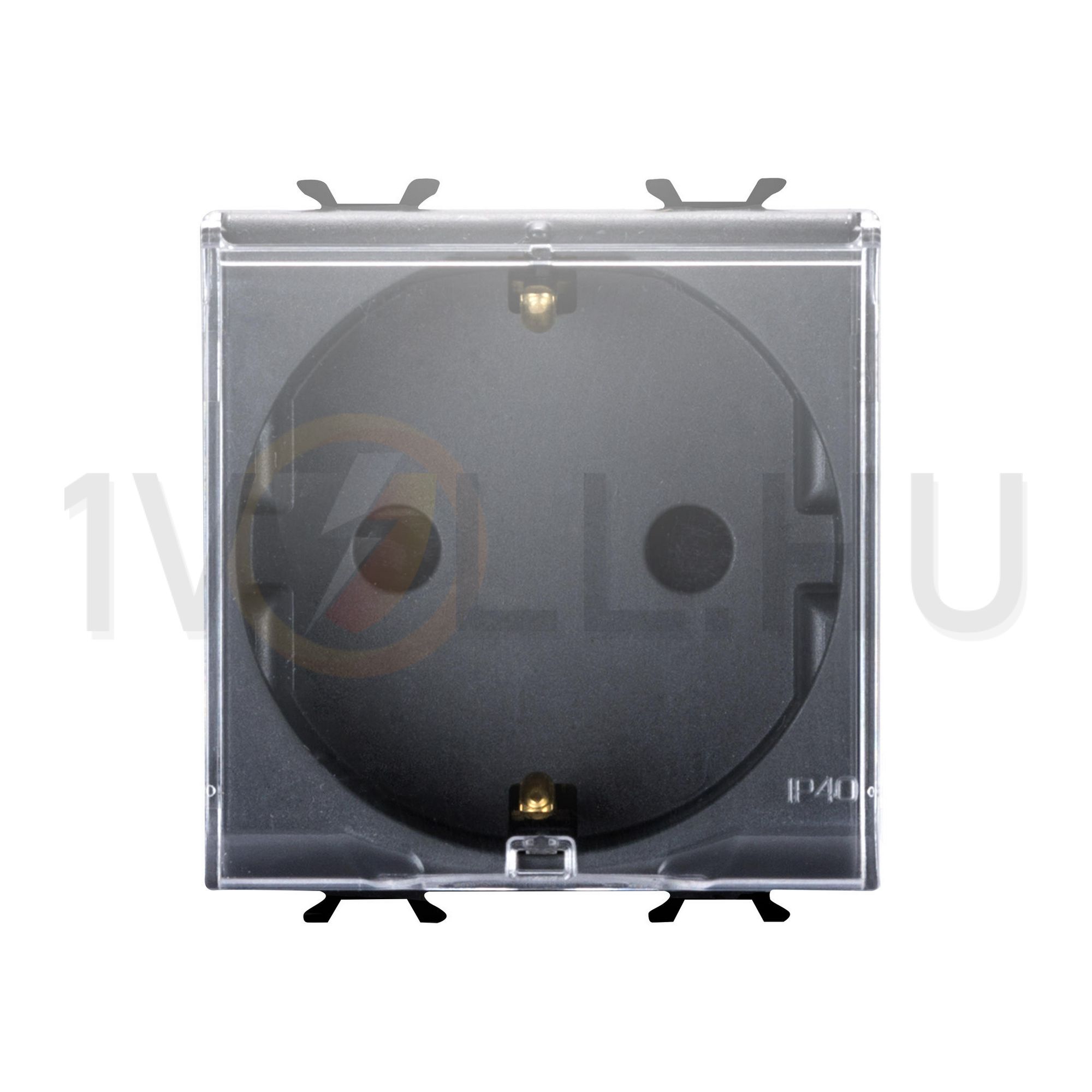 ChoruSmart 162 dugalj földelt csapófedéllel gyerekzárral fekete IP41 modultartó csavaros GEWISS - GW12242