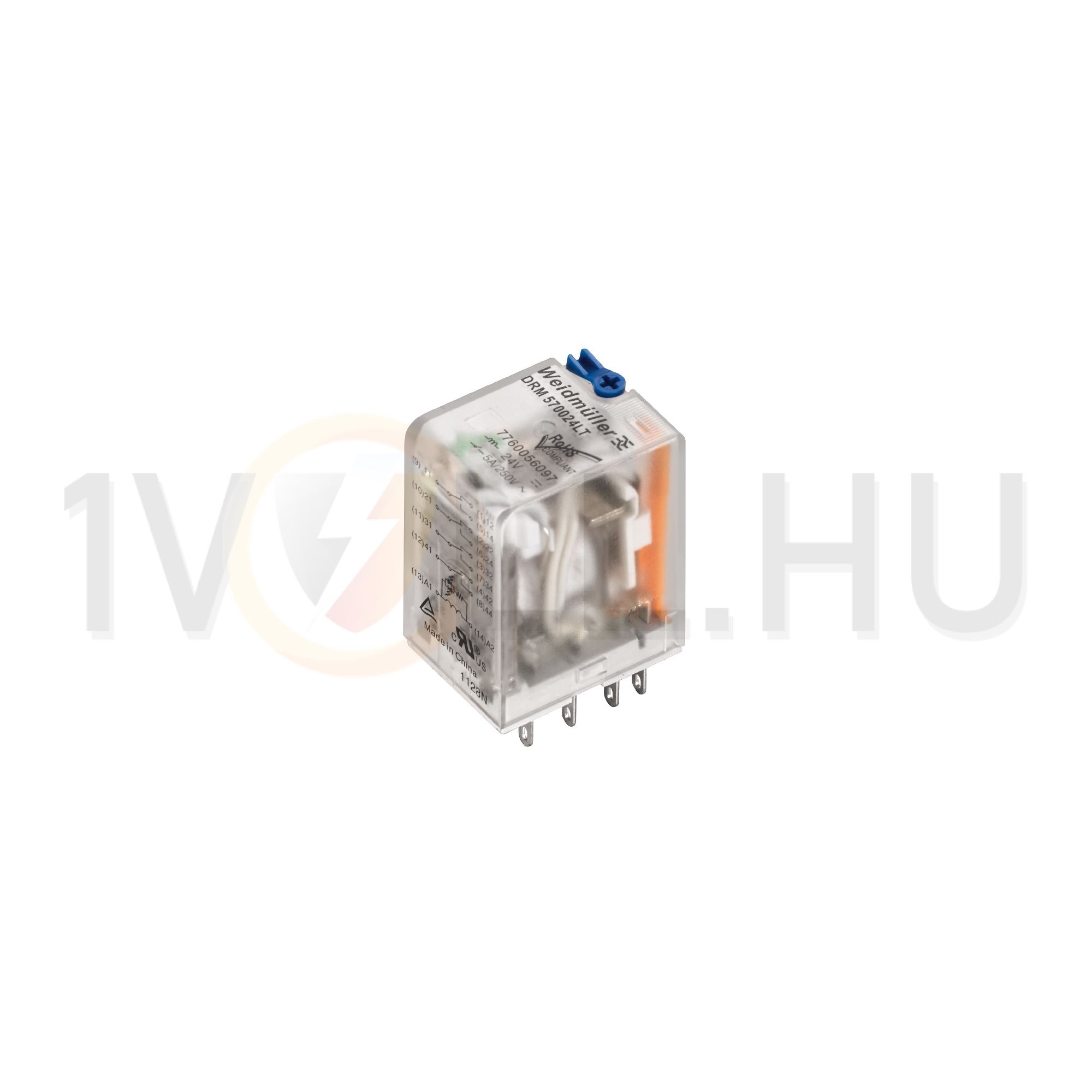 Csatolórelé 5A 4-v dugaszolós 21.6-31.2VDC monostabil IP20 DRM570024LT Weidmüller - 7760056097
