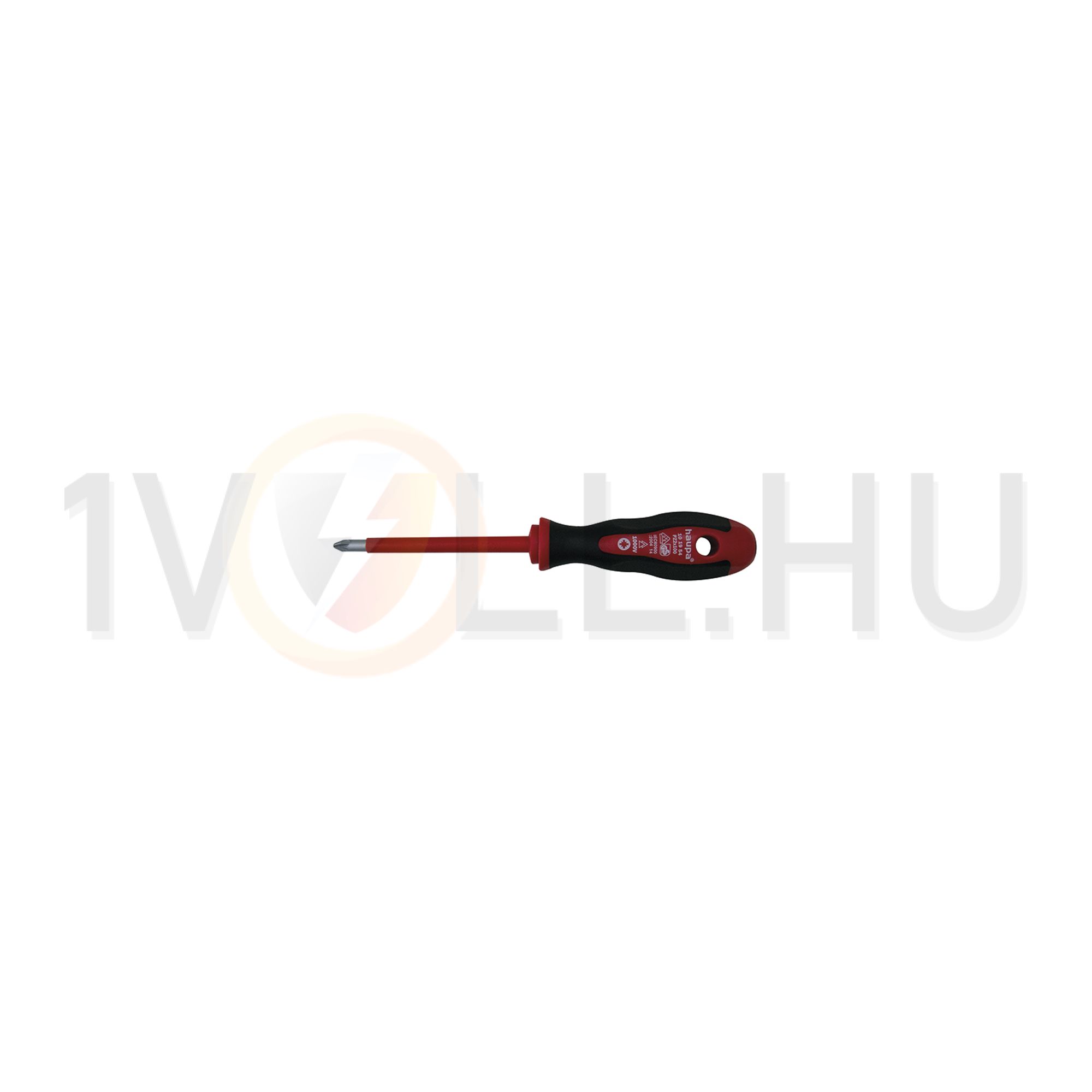 Csavarhúzó mágneses piros-fekete kereszthornyú PZ 0 egyenes 60mm szigetelt 1000V VDE Haupa - 101950
