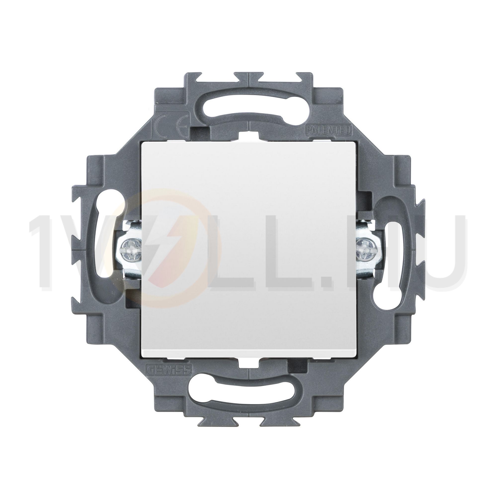Dahlia 106 váltókapcsoló (+jelzőfény) betét közp. fedéllel 1M fehér süllyesztett rugós GEWISS - GW35071W