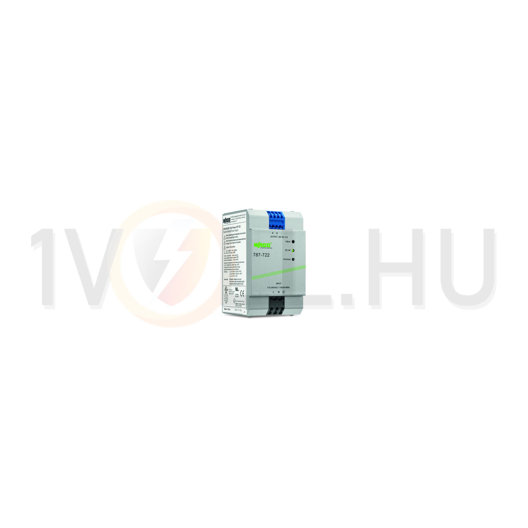 DC tápegység 85-264VAC-be 130-373VDC-be 22-28VDC-ki 5A-ki stabilizált 4M WAGO - 787-722