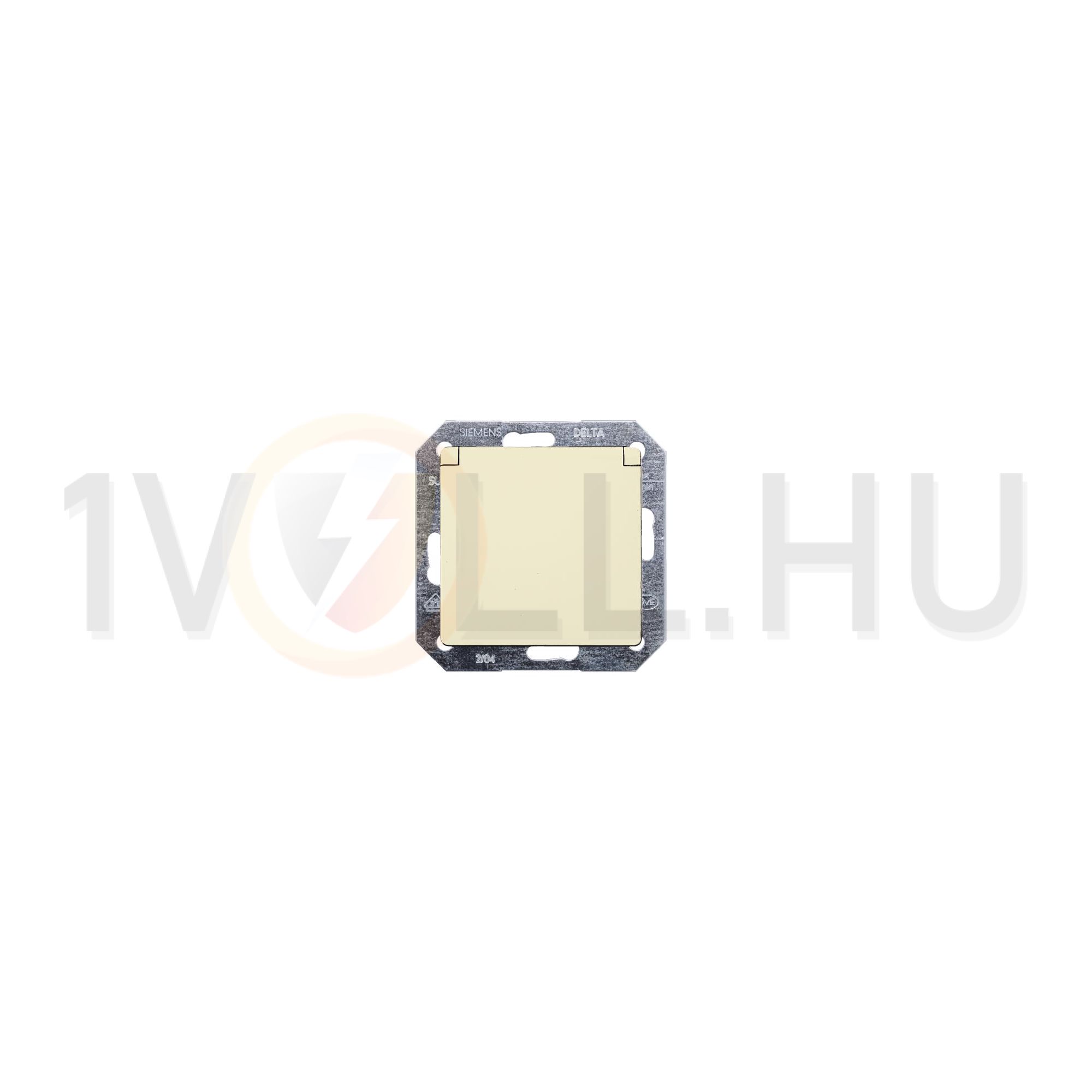 Delta I-System 162 dugalj elektrofehér földelt csapófedéllel krém IP20 süllyesztett rugós SIEMENS - 5UB1907