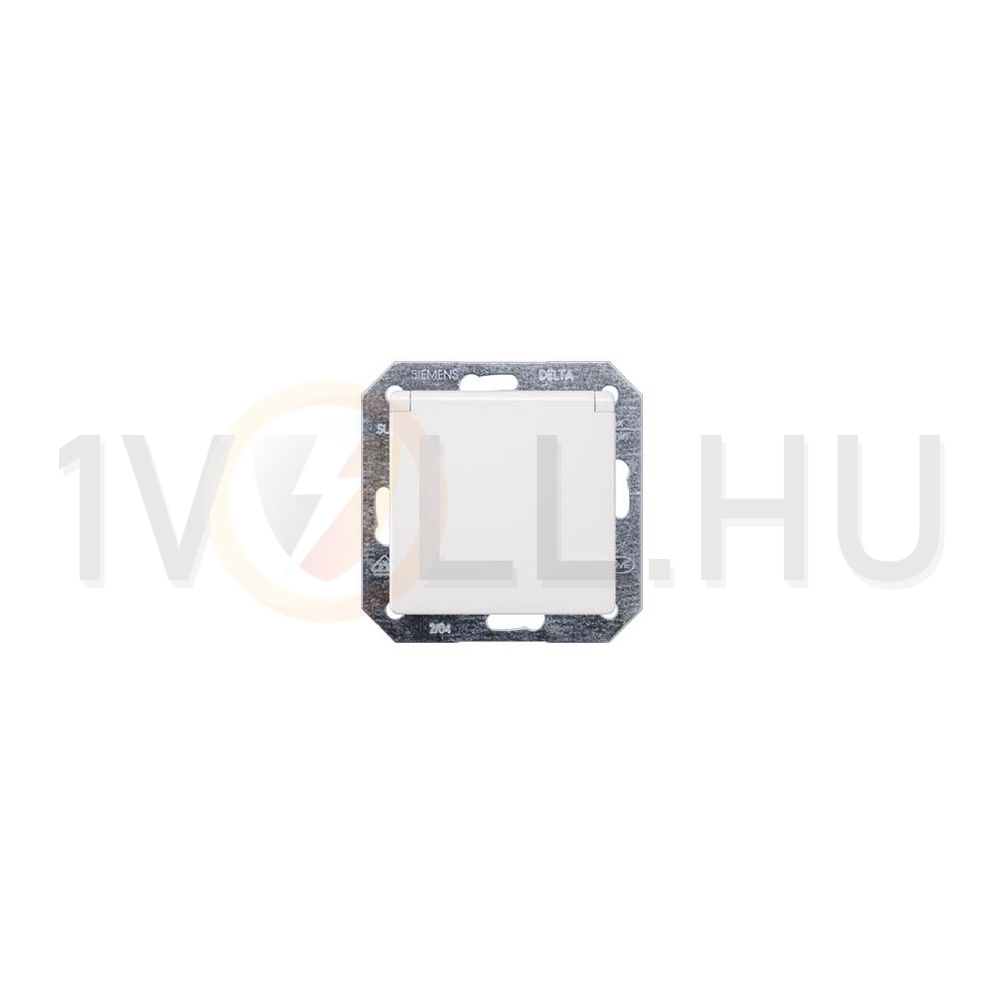 Delta I-System 162 dugalj titánfehér földelt csapófedéllel fehér IP20 süllyesztett rugós SIEMENS - 5UB1917