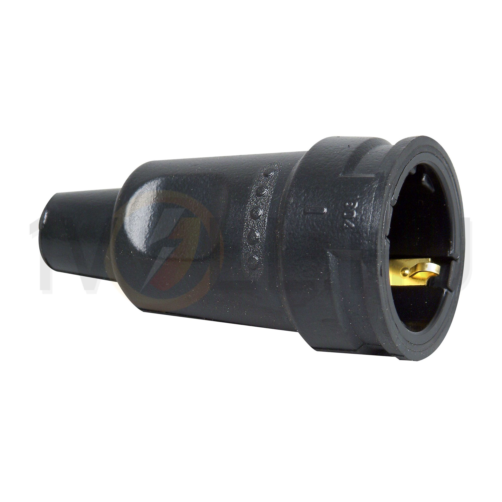 Dugalj lengő 2P+F 16A 250V egyenes gumi csavaros fekete IP20 Kopp - 180416066