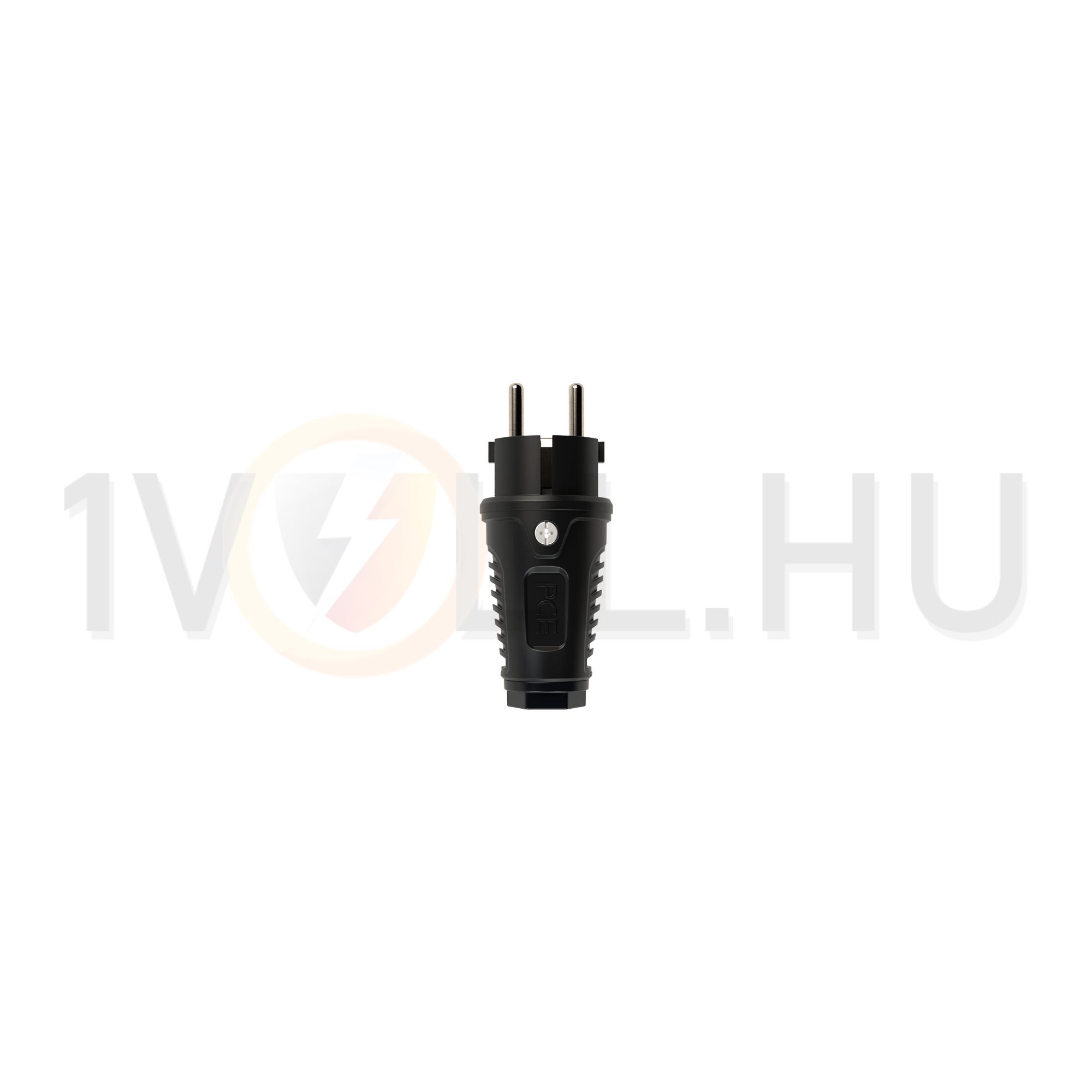 Dugvilla 2P+E fekete gyűrűvel földelt 16A egyenes 250V fekete gumi csavaros IP54 Taurus2 PCE - 0511-ss