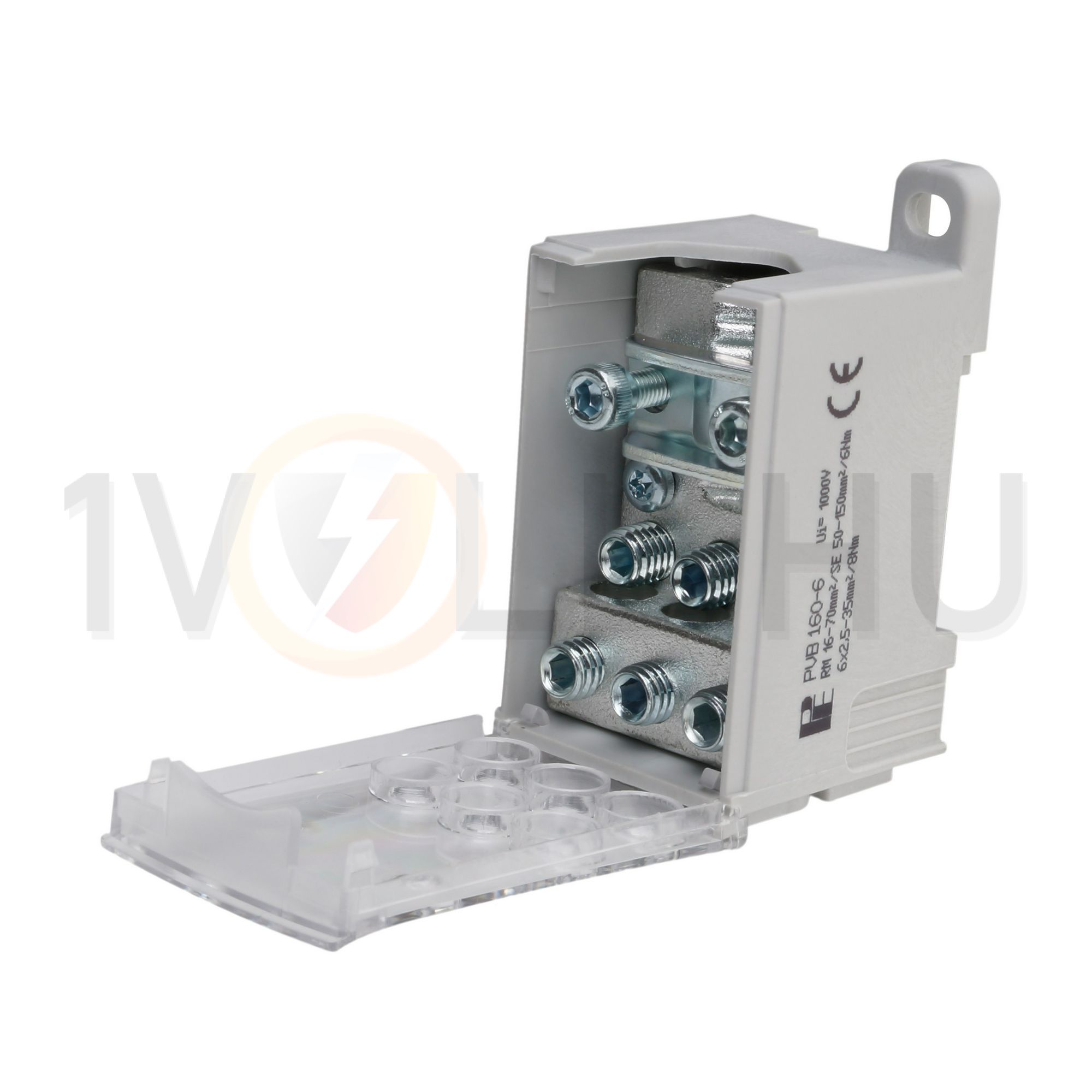 Elosztóblokk 400A 1x95-185+3x2,5-35+8x2,5-16mm2 szürke 1P csavaros PVB 400-3/8 Pollmann - 2080719