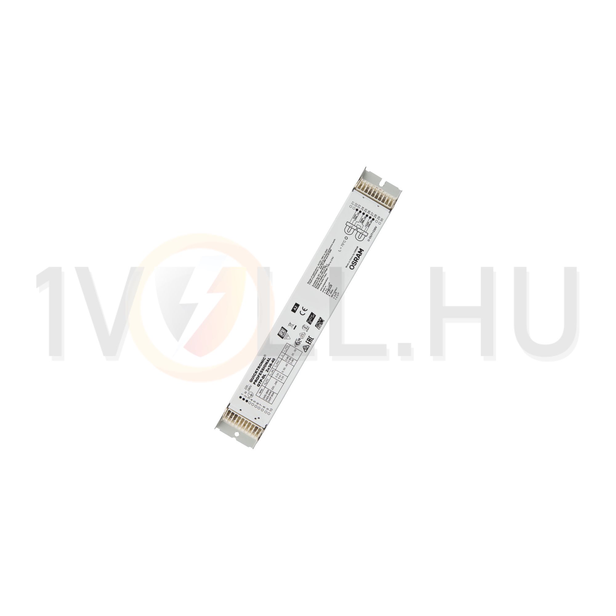 Fénycső előtét 2X40W elektronikus 220-240V T16 T26 fém tokozás-ház 1-10V-szabályzás QT 2X40 OSRAM - QT240