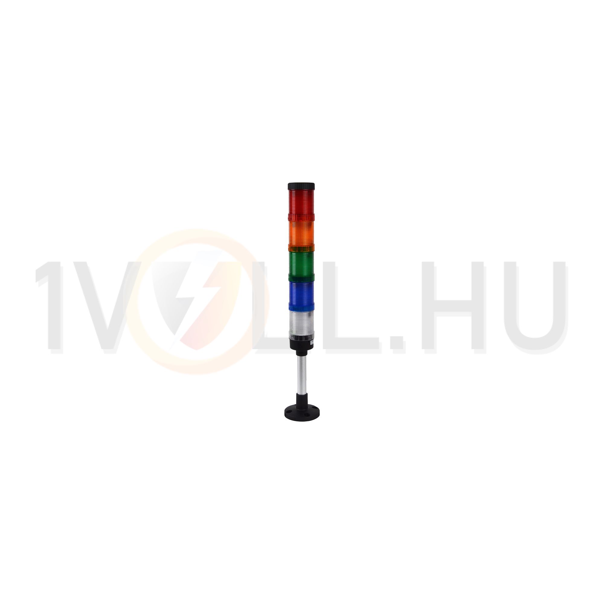 Fényjelző oszlop, függőleges alap, (hangjelző nélkül) AC230V, 5 R,Y,G,B,W, IP65 TRACON - NYG3-50RYGBW