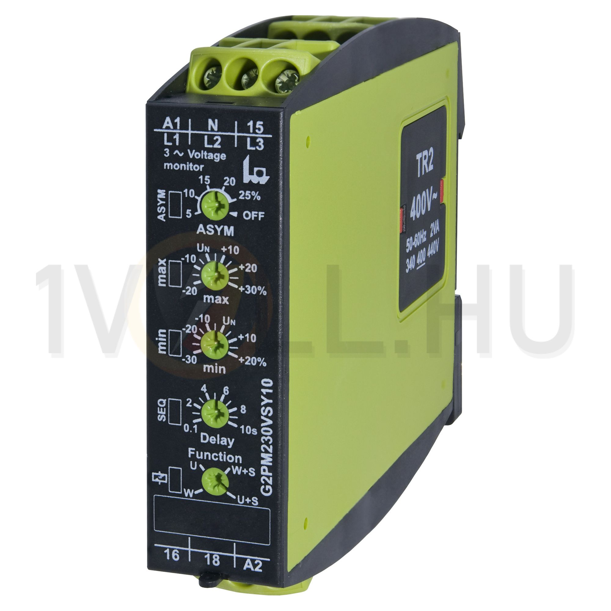 Feszültségfigyelő relé 3F motorhoz aszimmetria/kiesés/sorrend 5A/250V GAMMA G2PM400VSY10 Tele-Ha - 2390500