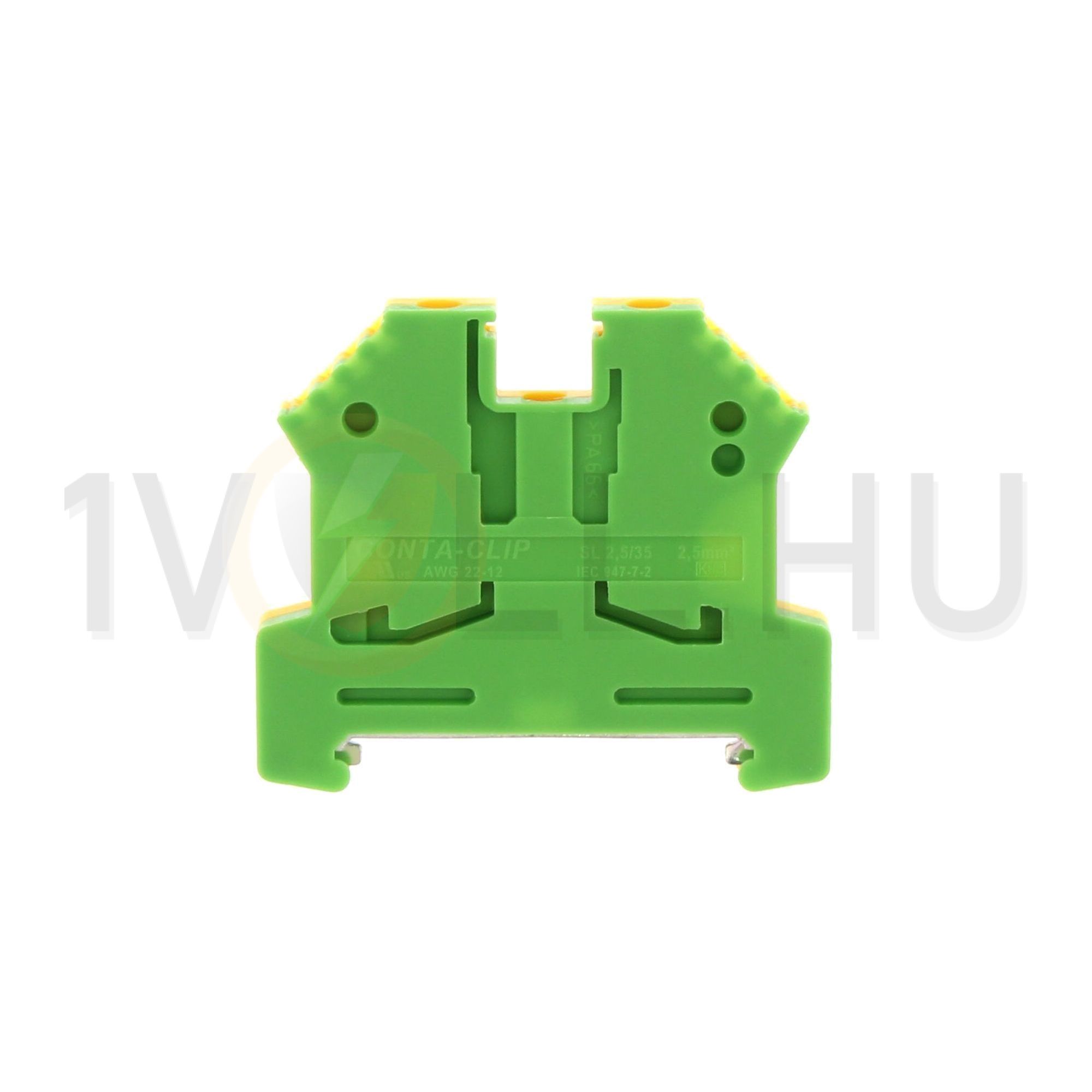 Földelő sorkapocs TS35 zöld/sárga csavaros csavaros DIN (kalap)sín 35mm SL 2,5/35 GNYE CONTA-CLIP - 1056.2