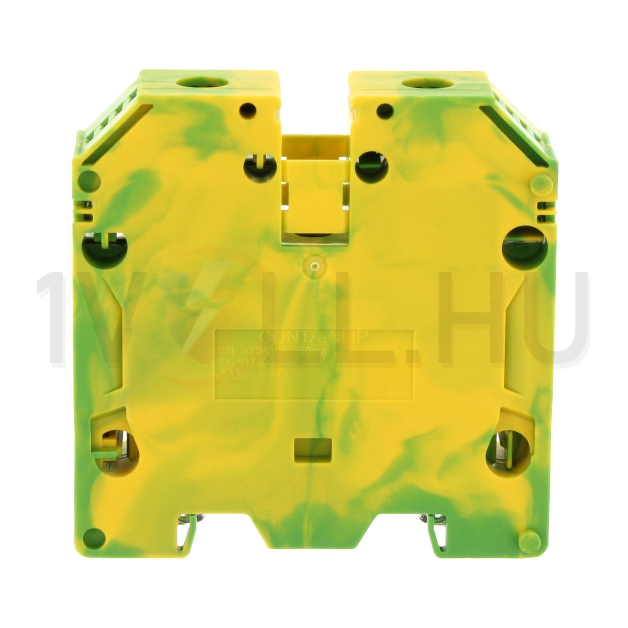 Földelő sorkapocs TS35 1-szintes 10-50mm2 zöld-sárga csavaros csavaros SSL 50/2A GNYE CONTA-CLIP - 17158.2