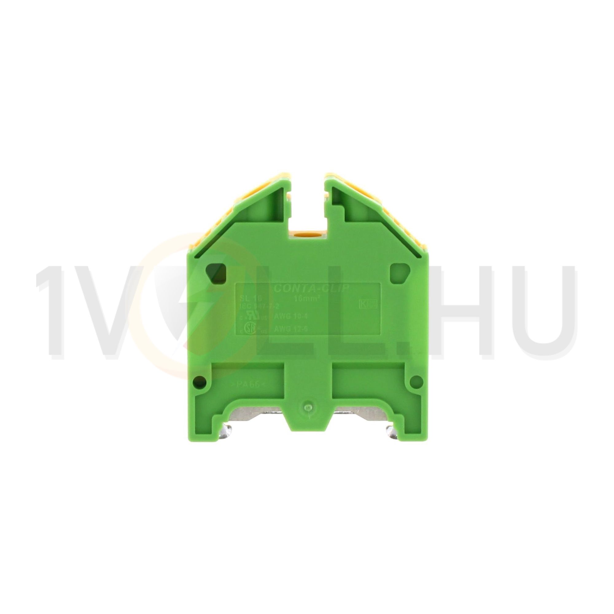 Földelő sorkapocs TS35 1-szintes 2,5-16mm2 zöld-sárga csavaros csavaros SL 16/35 GNYE CONTA-CLIP - 1197.2