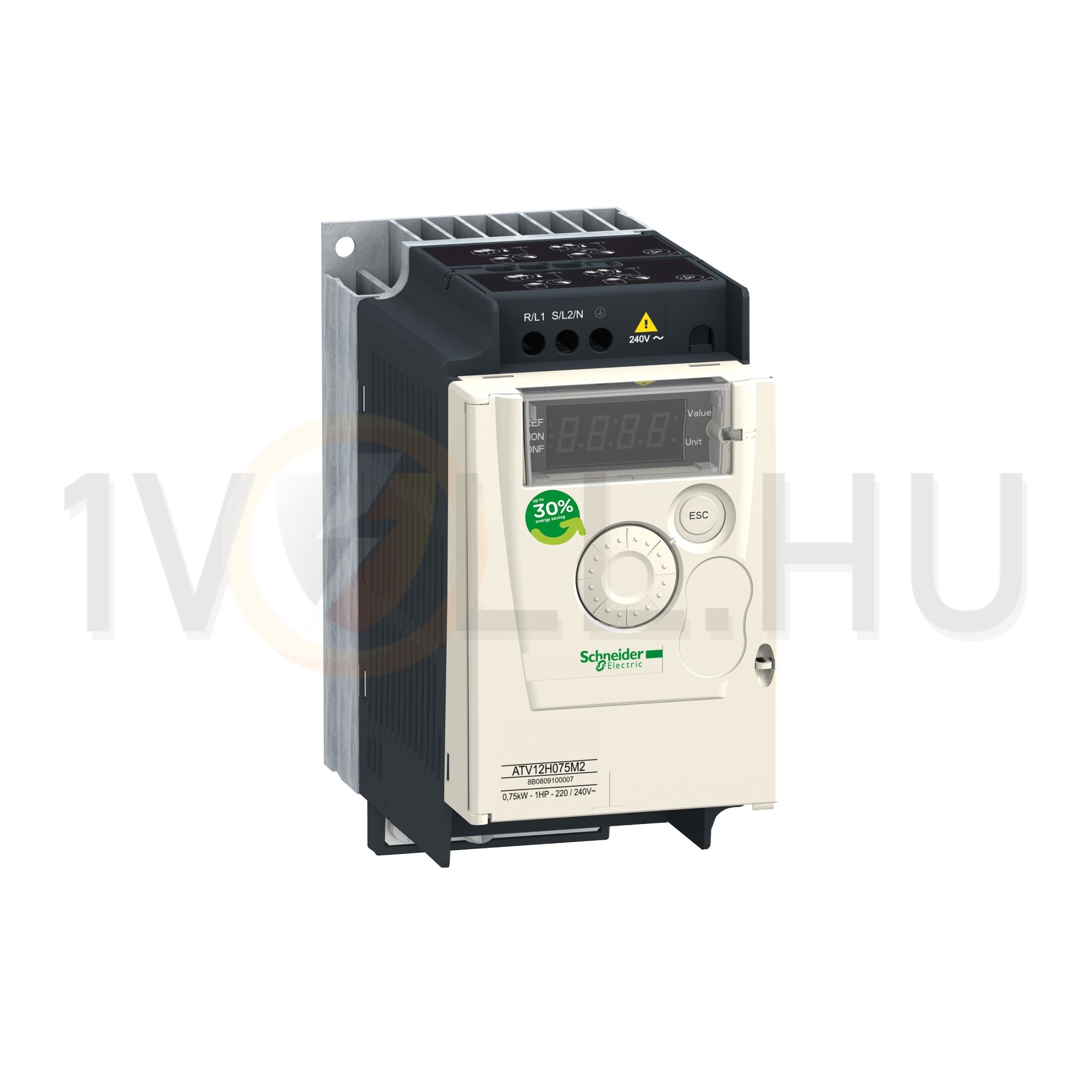 Frekvenciaváltó 1F 200-240V/be 3F 230V/max.ki 0.75kW IP20 Altivar 12 Schneider - ATV12H075M2