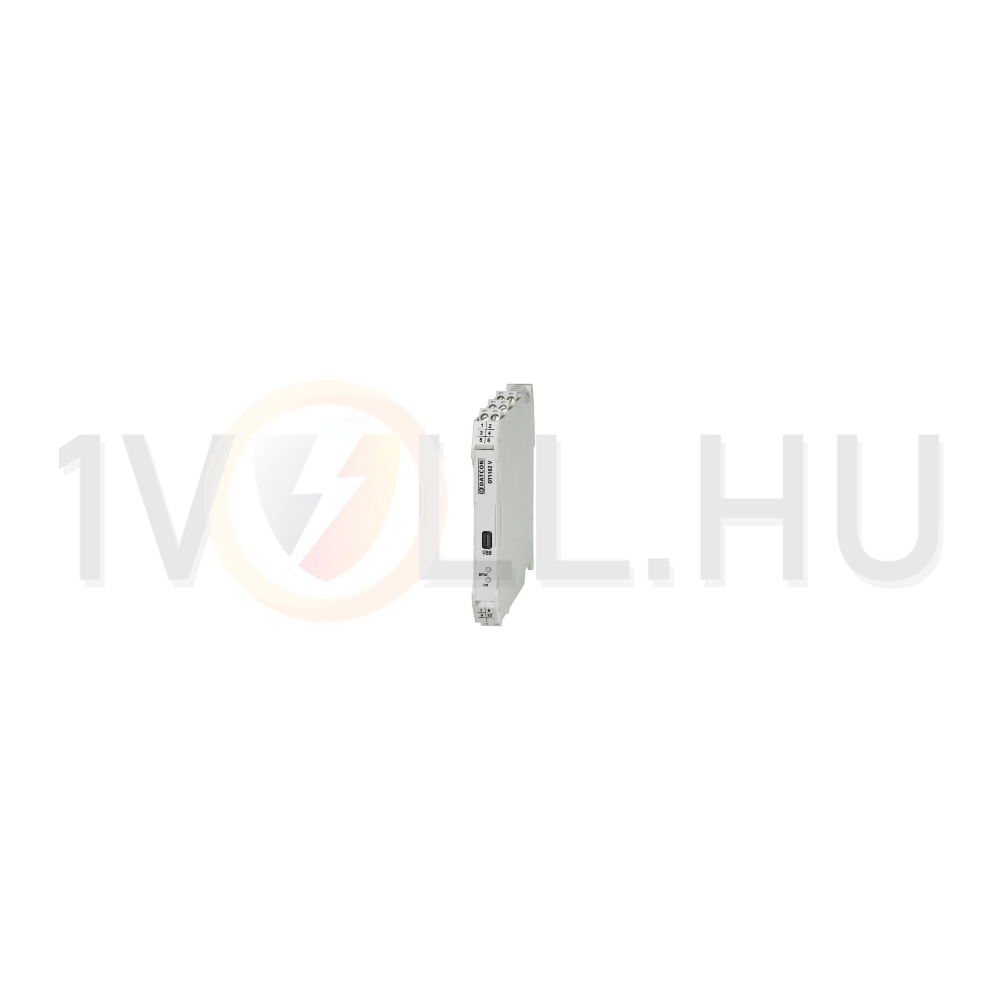 Galvanikus leválasztó kofigurálható -125-125V/-2,5-2,5V/-25-25mA-be 0-22ma/0-10,5V-ki  24VUC DATC - DT1102 V