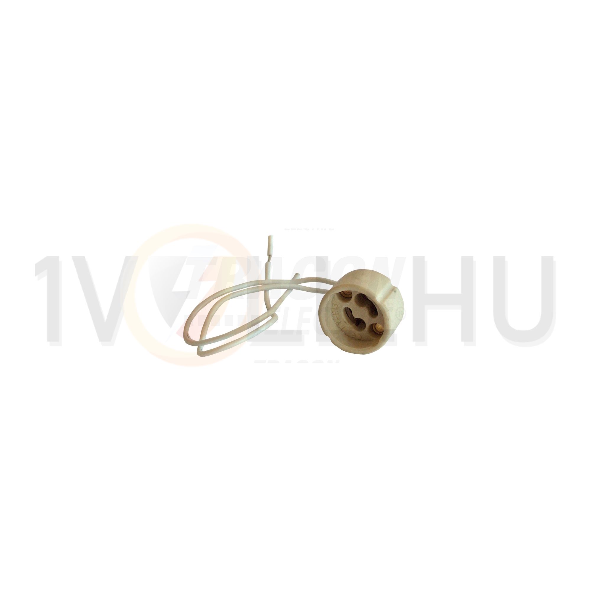 Halogén foglalat 10cm vezetékkel 230VAC G5.3 GU10 beépíthető kerámia/fém szürke csavaros TRACON - TGU-10