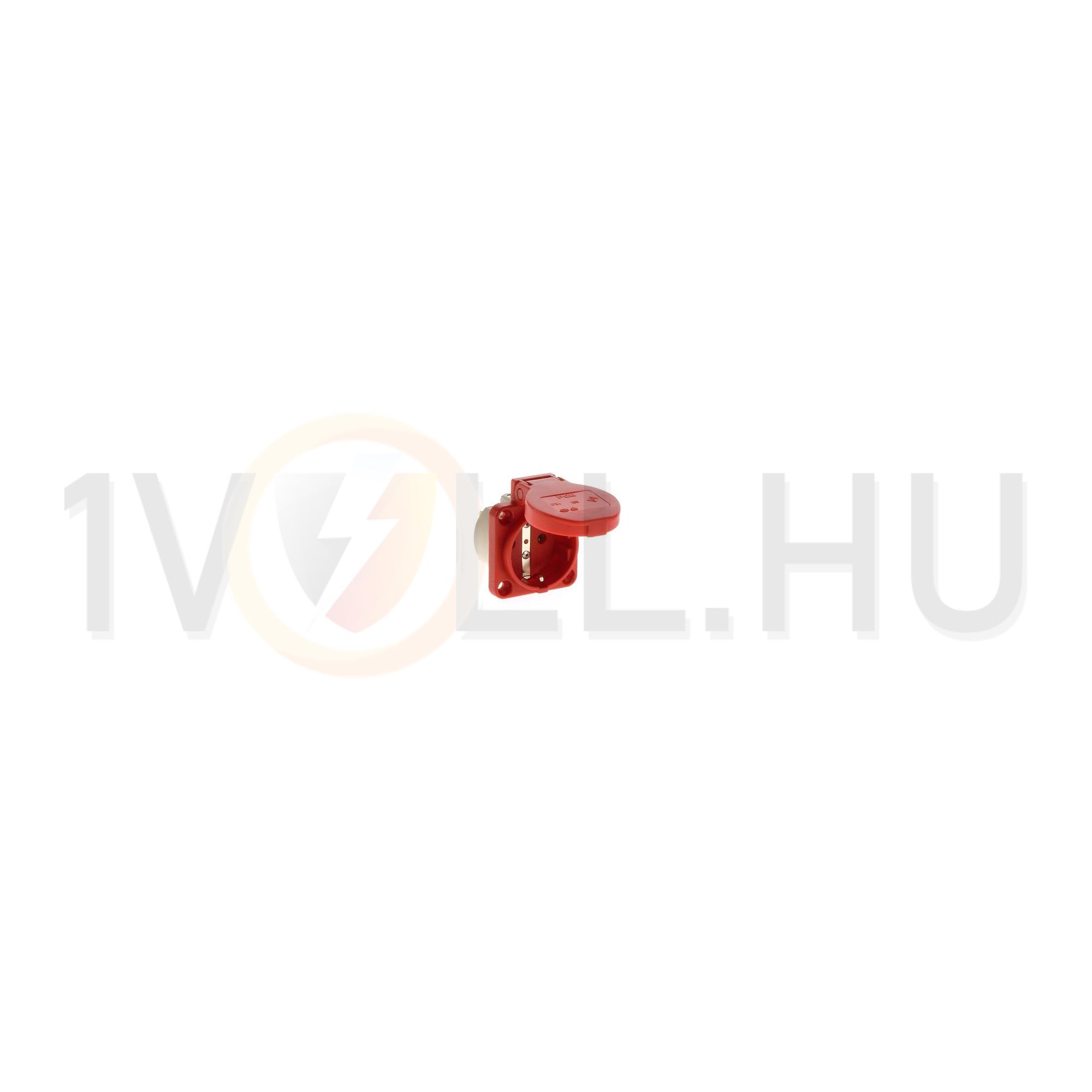 Háztartási dugalj beépíthető 2P+E +csapófedél 16A 3P 250V műanyag 50x50mm piros S-Nova PCE - 105-0r