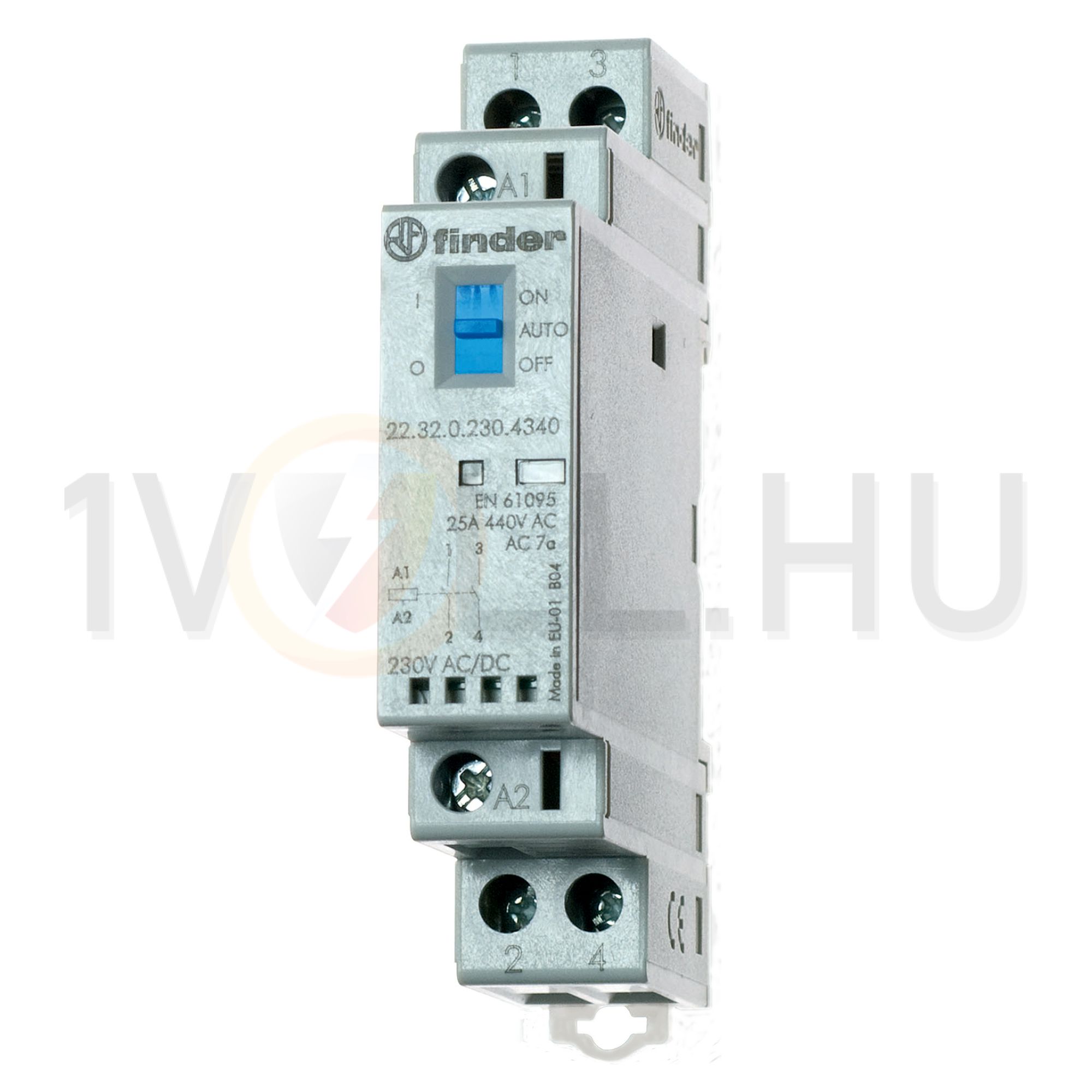 Installációs kontaktor sorolható 25A 250-440V AC 2-z 24V AC/DC-műk 1mod 22.32.0.024.4340 FINDER - 223200244340